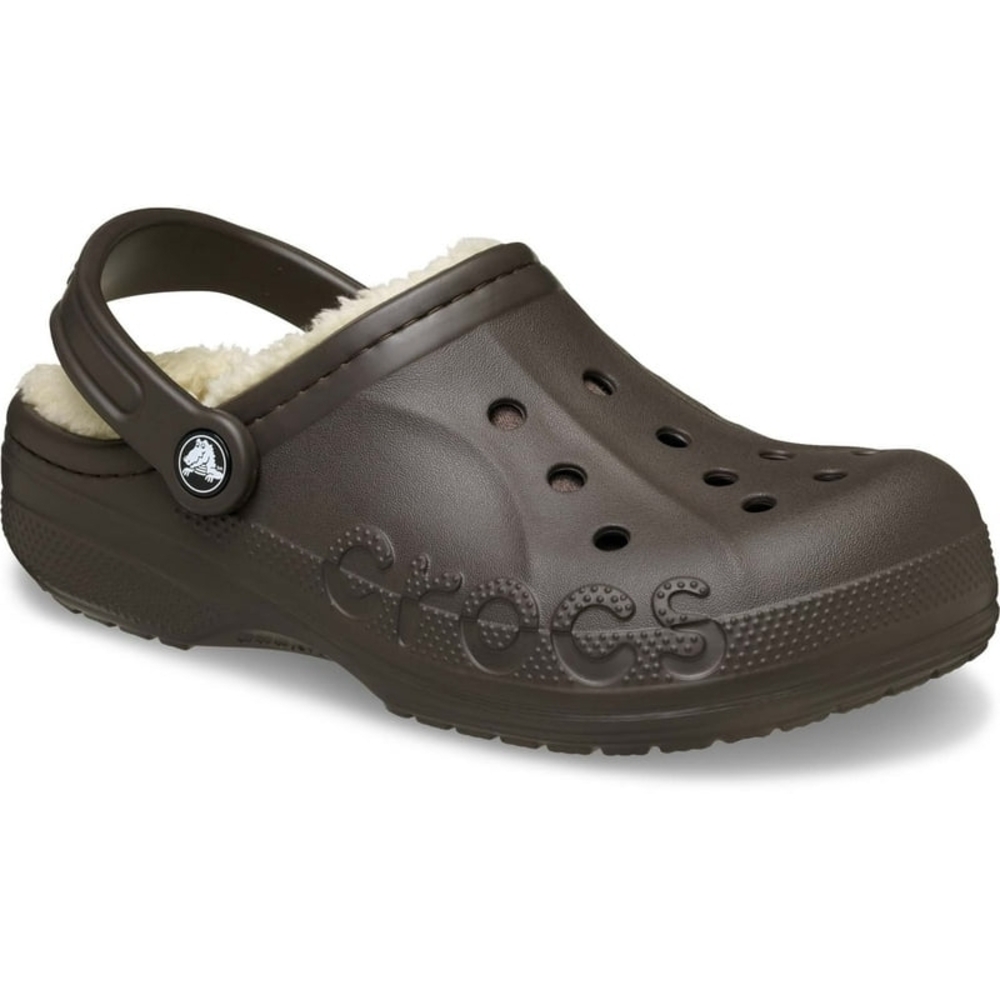 Crocs Classic Baya Fur Lined Unisex Olive Brown Foam Slingback Clogs Slide Shoes
